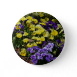 Hillside of Purple and Yellow Pansies Button