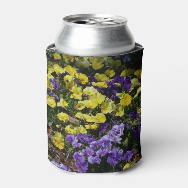 Hillside of Purple and Yellow Pansies Can Cooler (Can Front)