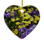 Hillside of Purple and Yellow Pansies Ceramic Ornament