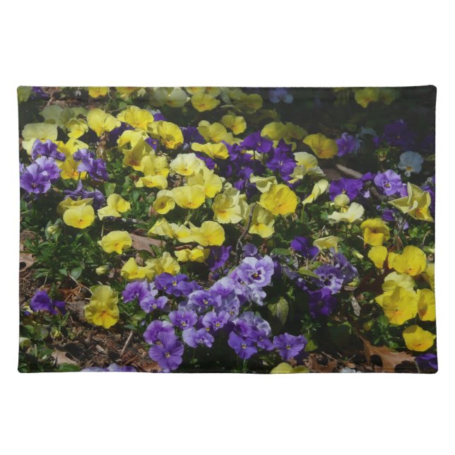 Hillside of Purple and Yellow Pansies Cloth Placemat (Front)