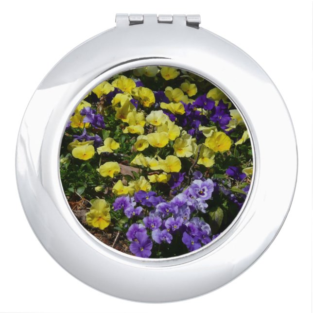 Hillside of Purple and Yellow Pansies Compact Mirror (Front)