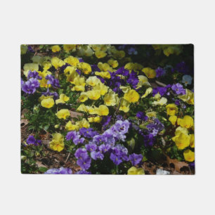 Hillside of Purple and Yellow Pansies Doormat