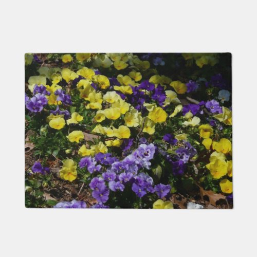 Hillside of Purple and Yellow Pansies Doormat