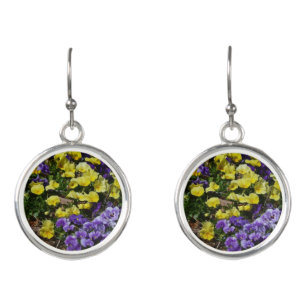 Hillside of Purple and Yellow Pansies Earrings