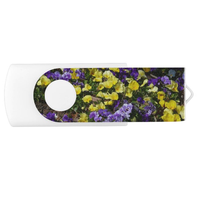 Hillside of Purple and Yellow Pansies Flash Drive (Front)