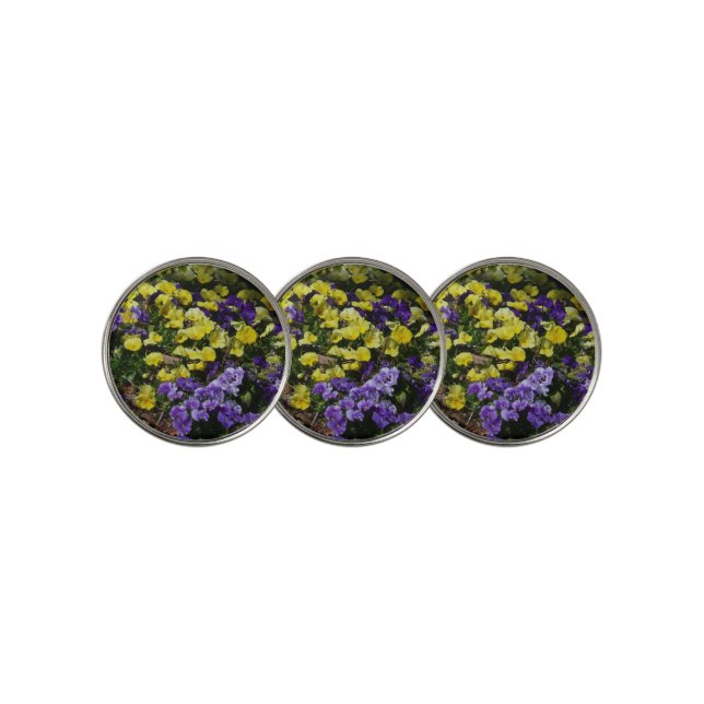 Hillside of Purple and Yellow Pansies Golf Ball Marker (3 Up)