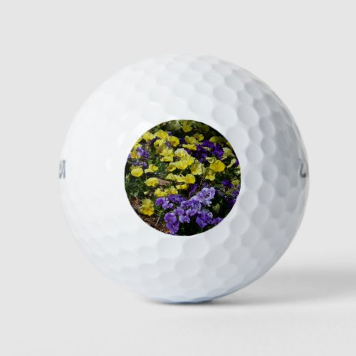 Hillside of Purple and Yellow Pansies Golf Balls