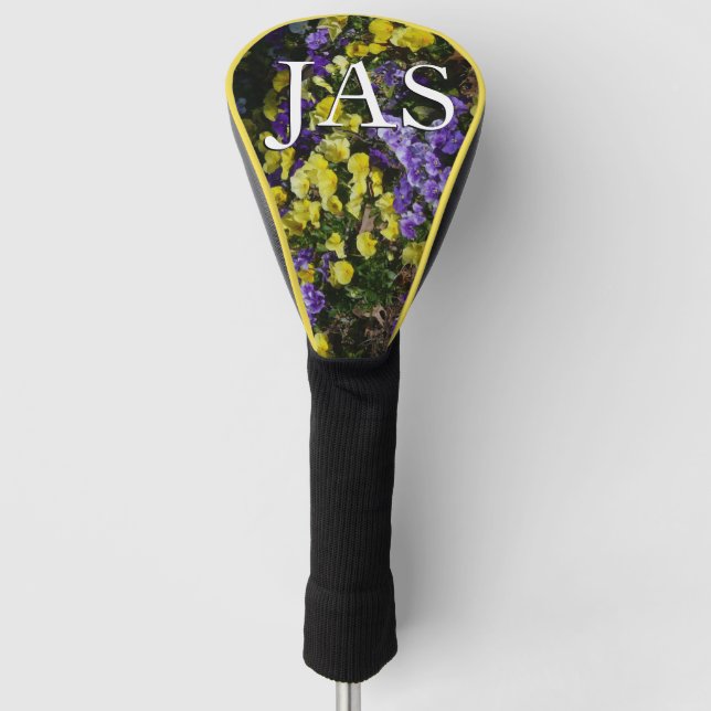 Hillside of Purple and Yellow Pansies Golf Head Cover (Front)
