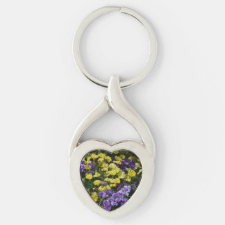 Hillside of Purple and Yellow Pansies Keychain