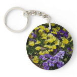 Hillside of Purple and Yellow Pansies Keychain