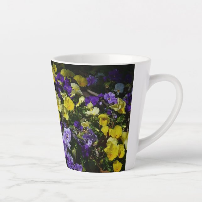 Hillside of Purple and Yellow Pansies Latte Mug (Right)