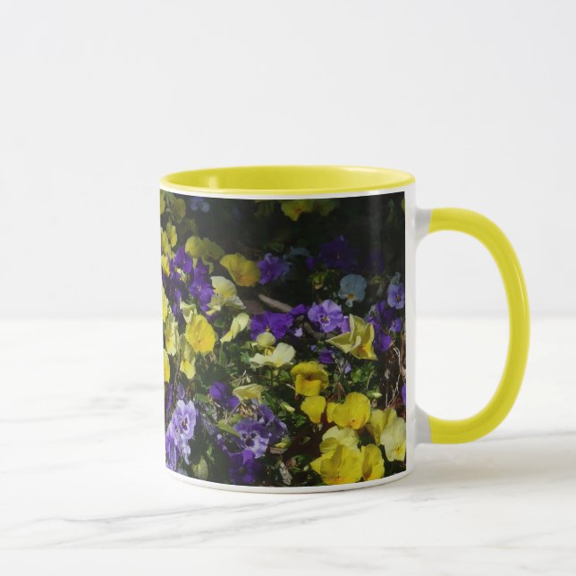 Hillside of Purple and Yellow Pansies Mug (Right)