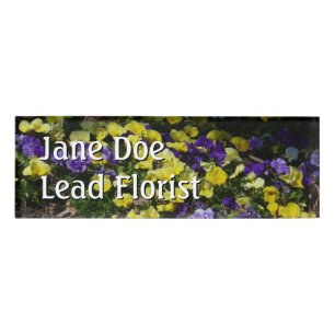 Hillside of Purple and Yellow Pansies Name Tag