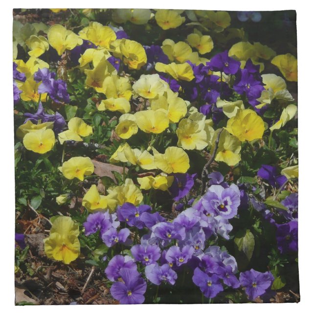 Hillside of Purple and Yellow Pansies Napkin (Front)