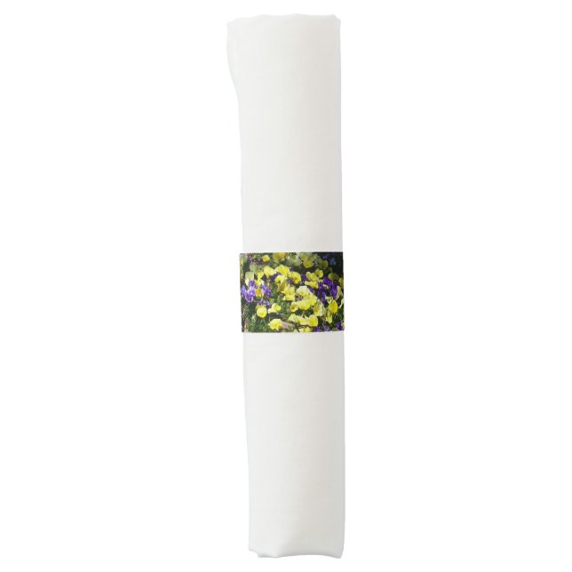 Hillside of Purple and Yellow Pansies Napkin Bands (Front)