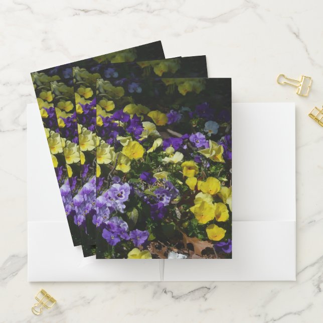 Hillside of Purple and Yellow Pansies Pocket Folder (In Situ)