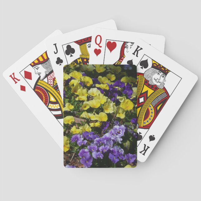 Hillside of Purple and Yellow Pansies Poker Cards (Back)