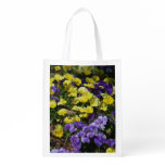 Hillside of Purple and Yellow Pansies Reusable Grocery Bag