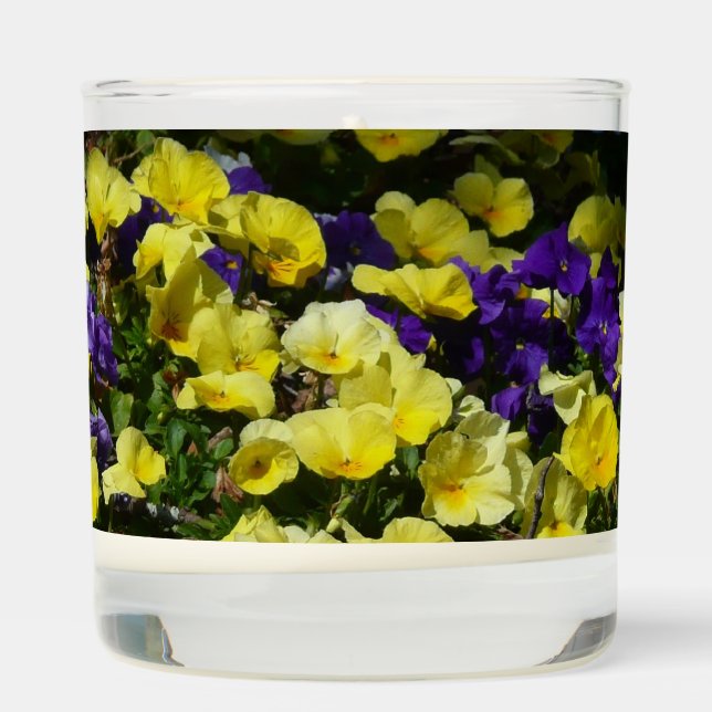 Hillside of Purple and Yellow Pansies Scented Candle (Right)