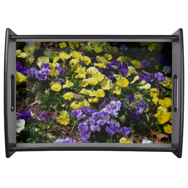 Hillside of Purple and Yellow Pansies Serving Tray (Front)