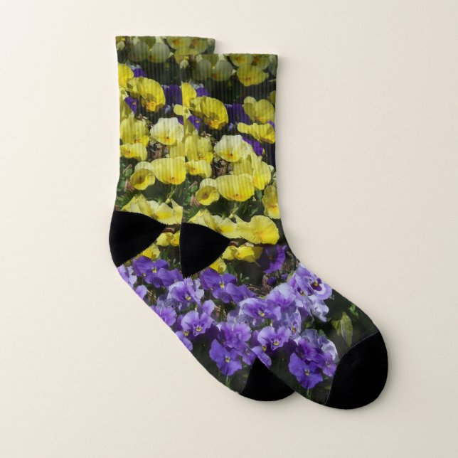 Hillside of Purple and Yellow Pansies Socks (Pair)