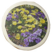 Hillside of Purple and Yellow Pansies Sugar Cookie (Front)