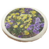 Hillside of Purple and Yellow Pansies Sugar Cookie (Angled)