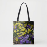 Hillside of Purple and Yellow Pansies Tote Bag