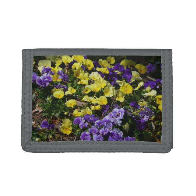 Hillside of Purple and Yellow Pansies Trifold Wallet (Front)