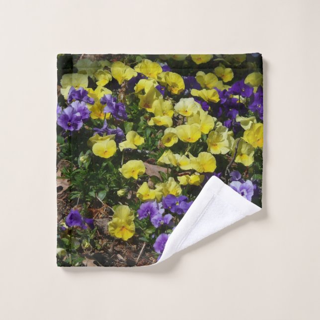 Hillside of Purple and Yellow Pansies Wash Cloth (Wash Cloth)