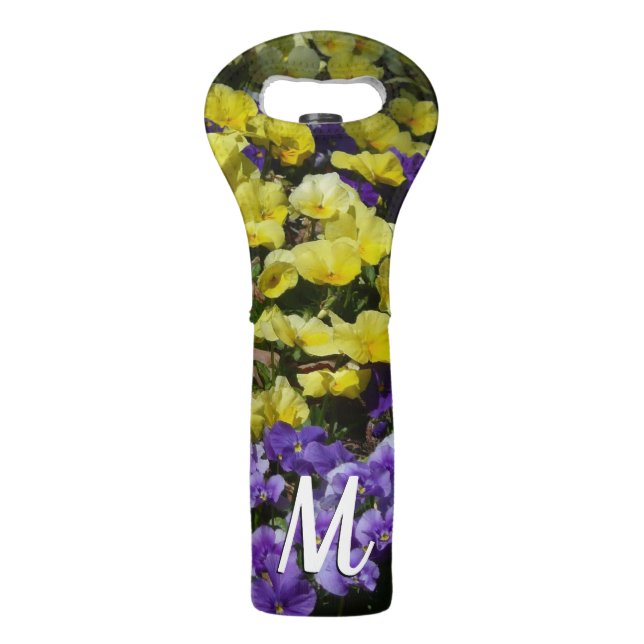 Hillside of Purple and Yellow Pansies Wine Bag (Front)