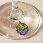 Hillside of Purple and Yellow Pansies Wine Glass Charm