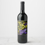 Hillside of Purple and Yellow Pansies Wine Label