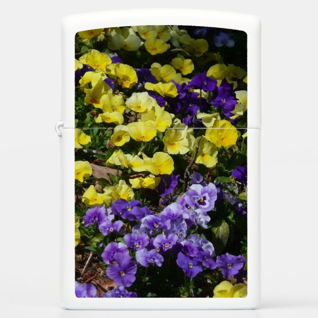 Hillside of Purple and Yellow Pansies Zippo Lighter (Front)