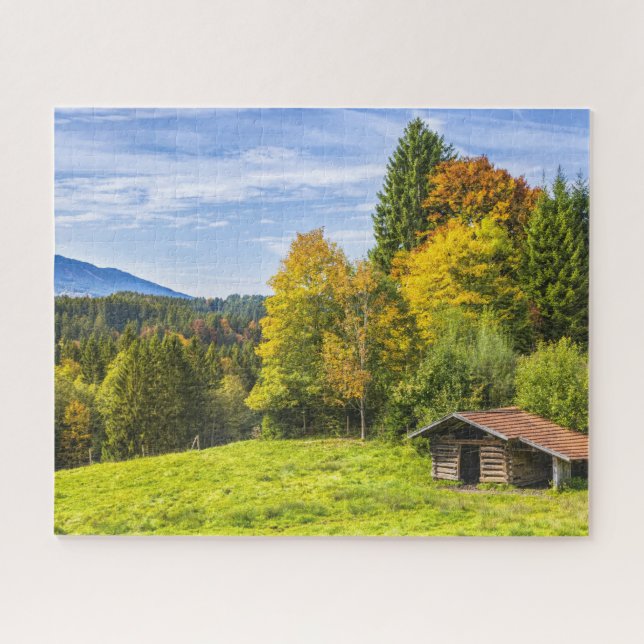 Hillside Shack View of Mountains & Forest Jigsaw Puzzle (Horizontal)