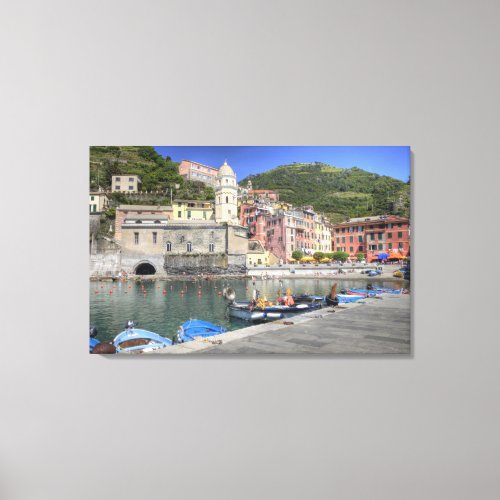 Hillside town of Vernazza Cinque Terre Liguria Canvas Print