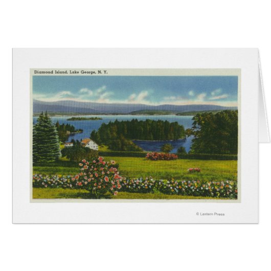 Hillside View of Diamond Island and Lake Cards (Front Horizontal)