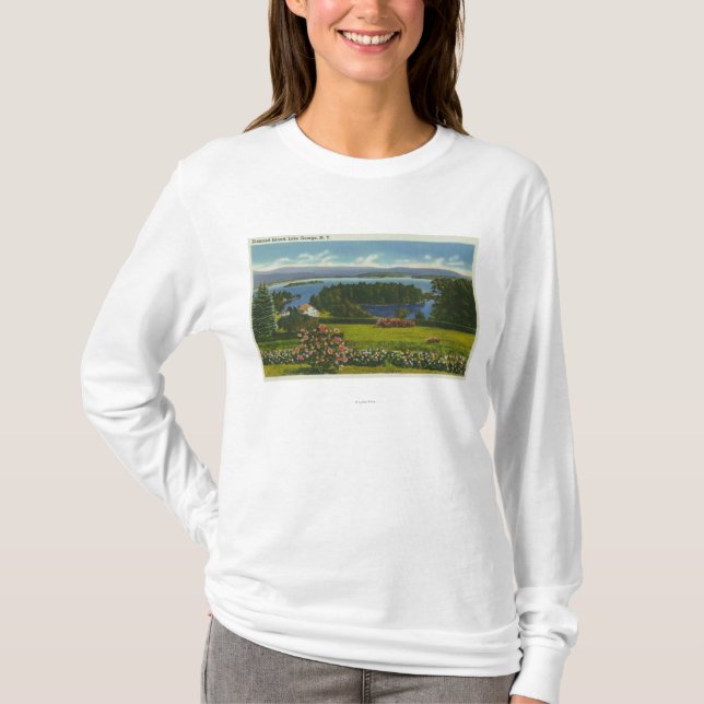 Hillside View of Diamond Island and Lake T-Shirt (Front)