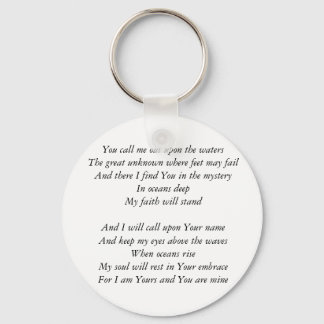 Hillsong United- Oceans lyrics Inspirational Key Keychain
