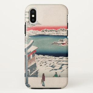 Hilltop Snow View Vintage Ukiyo-e Japanese Art iPhone X Case