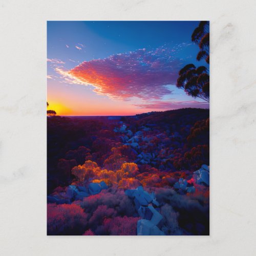 Hilltop Sunset on a Rocky Canvas Postcard