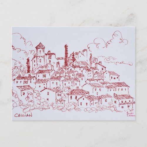 Hilltop Town of Callian  South of France Postcard