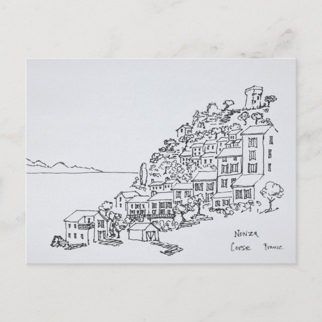 Hilltop Village of Nonza | Corsica, France Postcard (Front)
