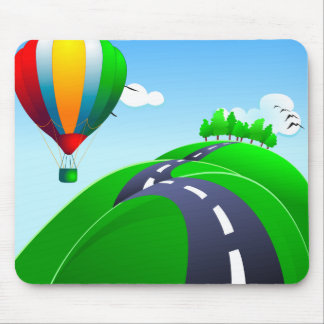 Hilly road with balloons, mousepad