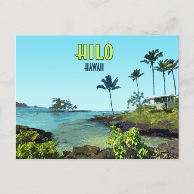 Hilo Big Island Hawaii Beach Vintage Postcard (Front)