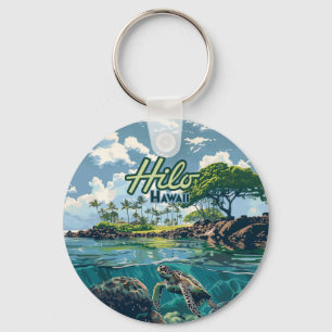 Hilo Hawaii Big Island Turtle Beach Vintage Keychain