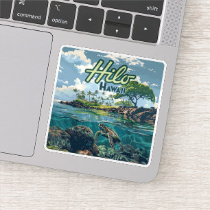 Hilo Hawaii Big Island Turtle Beach Vintage Sticker