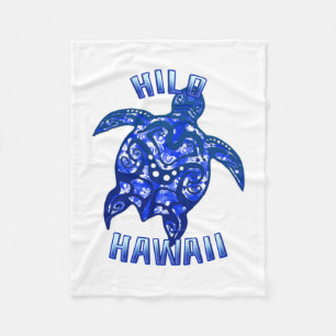 Hilo Hawaii Vacation Tribal Turtle Fleece Blanket