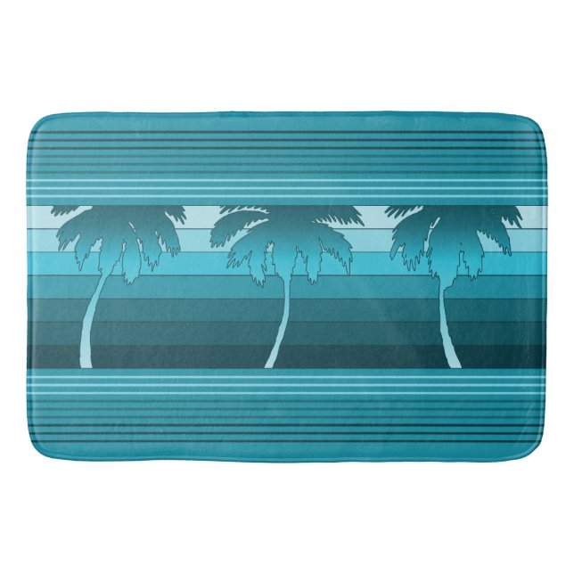 Hilo Hawaiian Palms Striped Bathroom Mat (Front)