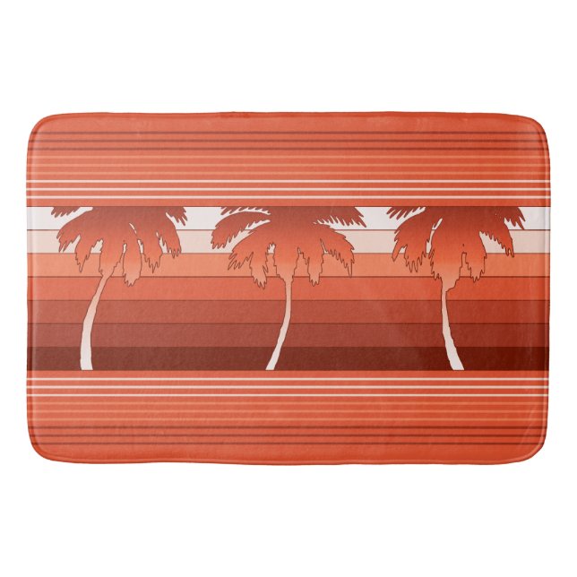 Hilo Hawaiian Palms Striped Bathroom Mat (Front)